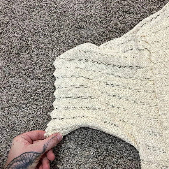 Anthropologie Guinevere Womens Open Cardigan Cashmere Organic Autumn Cream Sz M - Picture 9 of 12